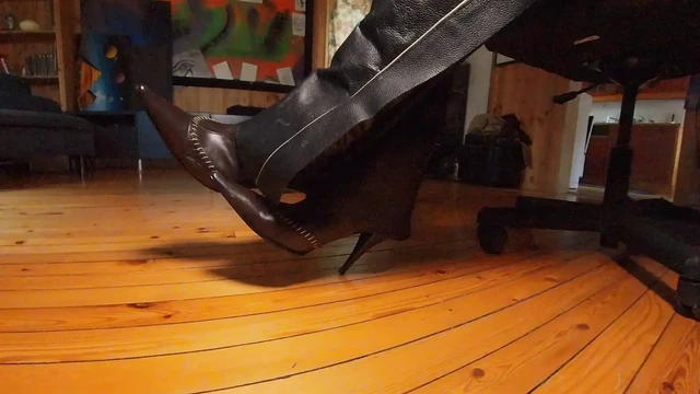 Leather chaps and pointy boots
