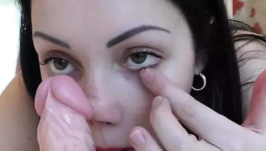 russian whore nose play with dildo