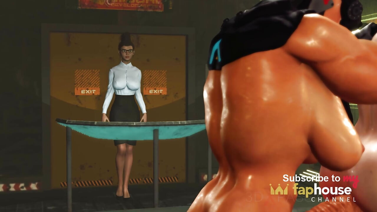 Busty Futa Sex Android with a Hude Dick Fucks Muscle Girl in the Lab
