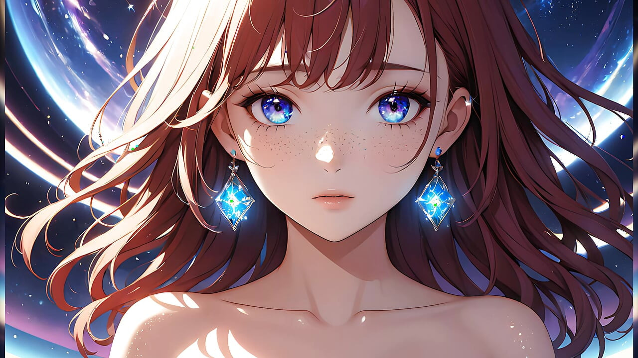 Voidgazer: a Beautiful Young Woman with Shimmering Cosmic Freckles