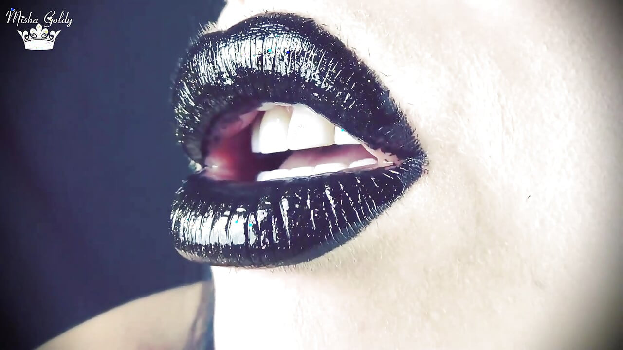Kisses from black shiny lips ASMR JOI