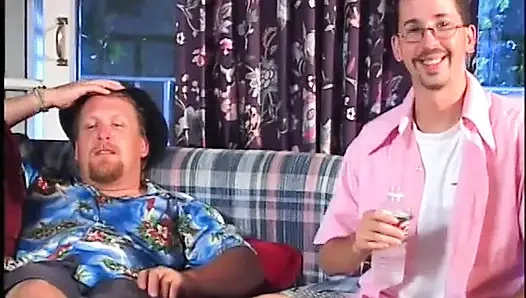 Lusty blonde babe takes hardcore pounding from older man on the sofa