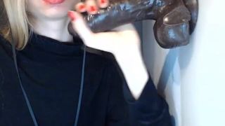 Naughty tranny blowing her big toy