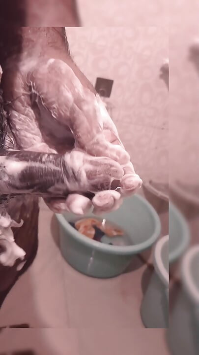 Boy in the Bathroom and play with his Dick