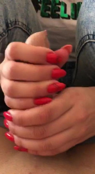 Red nails handjob
