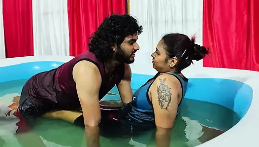 Pool romance with lip lock