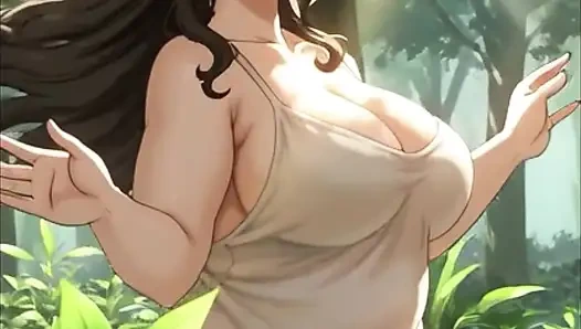 Anime-mädchen im wald