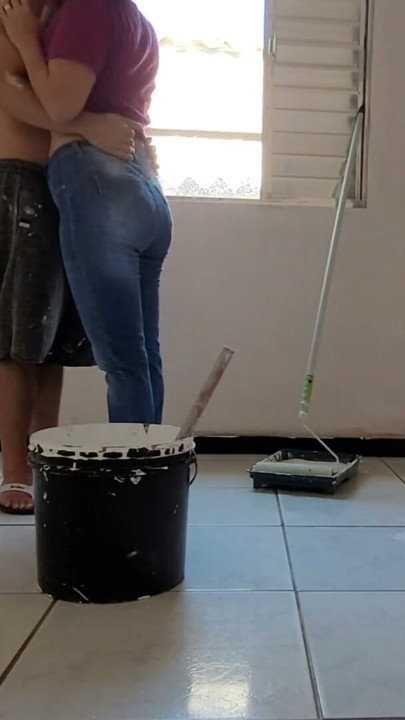 Married housewife cheats on her husband with a painter with a big dick | Clip 2