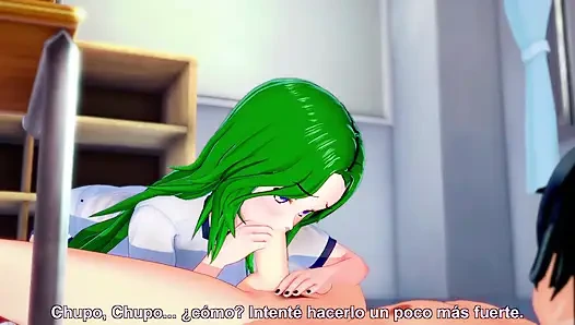 Siswi semok rambut hijau sama pacarnya selesai kelas hentai