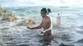 Couple in deepthroat and beach fuck scene