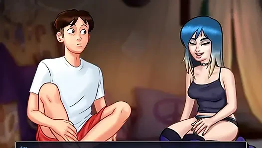 Summertime saga - johannes lagi asik mainin memek eve dan ngocok kontolnya