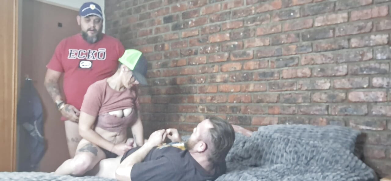 Fucking husband and friend in threesome