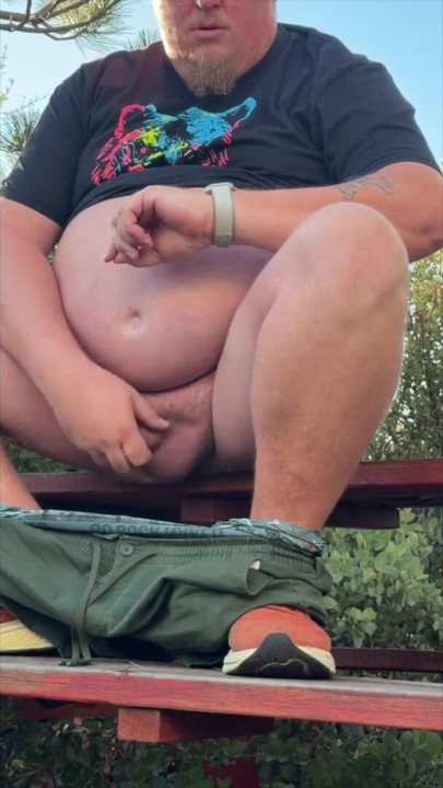 Chubby Guy Almost Caught Playing with His Soft Cock | Clip 1
