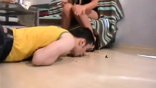Feeding him with crashed food