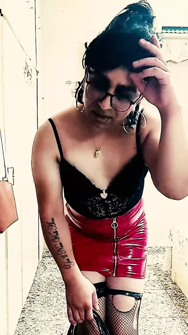 FetishEmmanuella video 12 - Red Vinyl Skirt