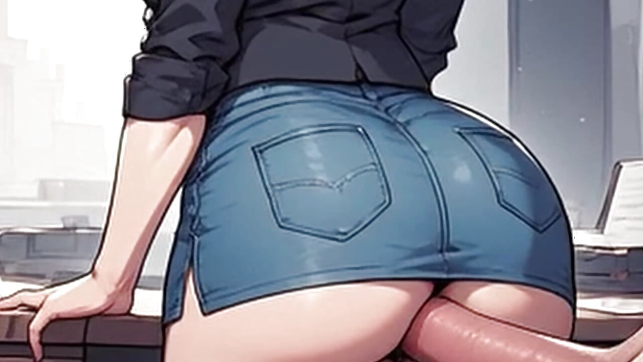 Waifu amatőr tini POV - irodai fürdőruha ugratás és közeli főnök szopás