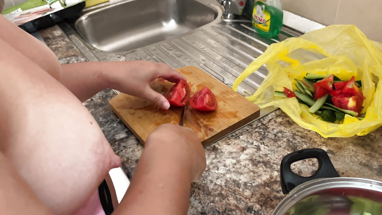 Zara Charm Striptease In Lingerie Making Lunch And Flashing Breasts