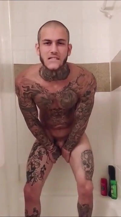 Tat gay under the shower