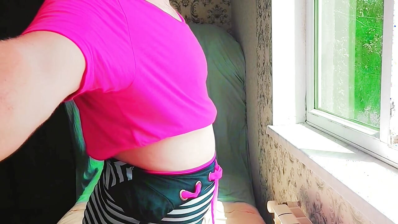Cute femboy showing off lace gloves playfully