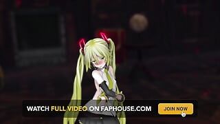 HatSune Miku раздевает танец, обратимая кампания MMD 3D, цвет волос блондинки, редактирование Smixix