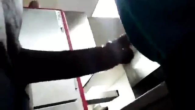 Ebony sucking and deepthroat at work