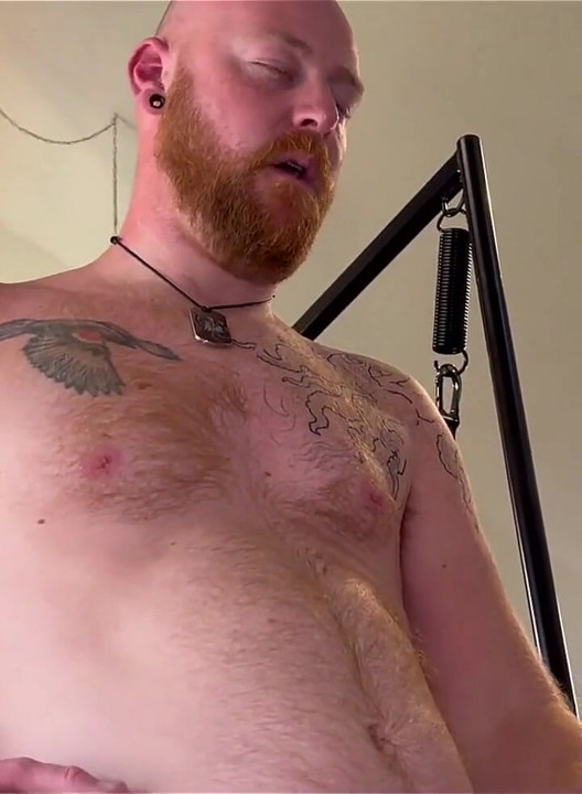 Bald stepdaddy Bear Breeds Bald Ginger Bearded Boy in Sling