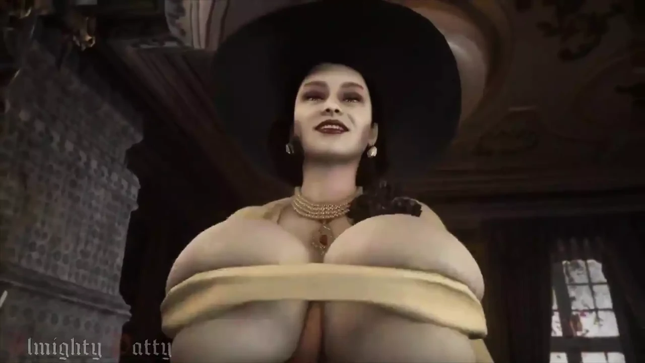 Lady Dimitrescu Walks Around With a Big Cock Between Her Bouncing Tits