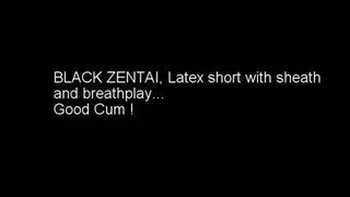 Zentai negro, shaeth de pene y juego de respiración
