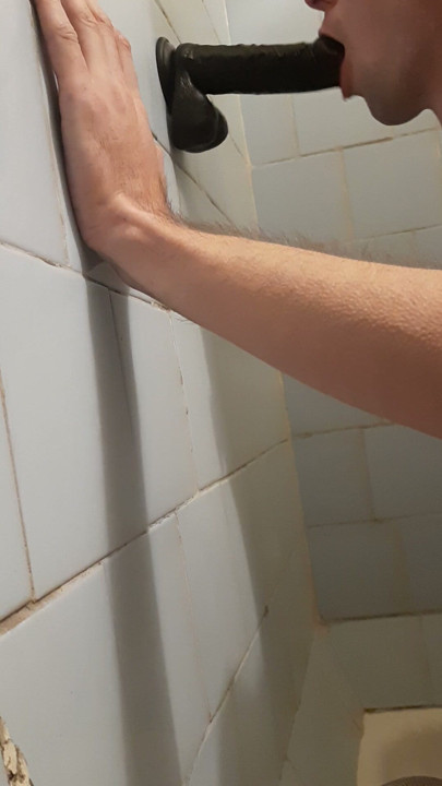 deepthroating BIG BLACK DILDO for the 1st time