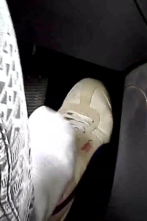 Pedal Pumping in White Sneakers and Cotton Socks