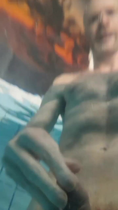 playing with my dick under water of the pool