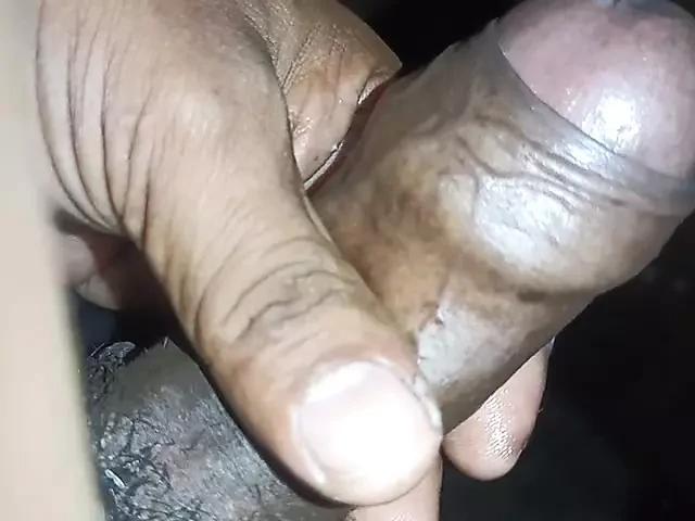 Handjob of my cock in night ready to cum
