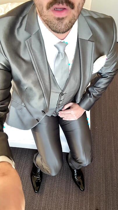 Suited Groom Jerks off in Hotel Room