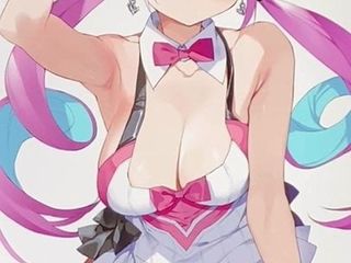 hentai  bukkake to Akua's cute uniform like a cheer girl