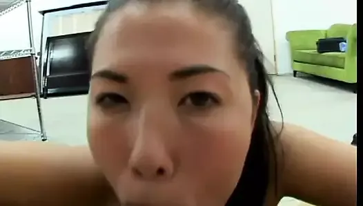 Big cum load on the ass of a sexy young asian cock sucking queen