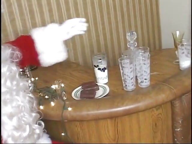 Big ass mature lady sucks and fucks a fat santa's cock on the sofa