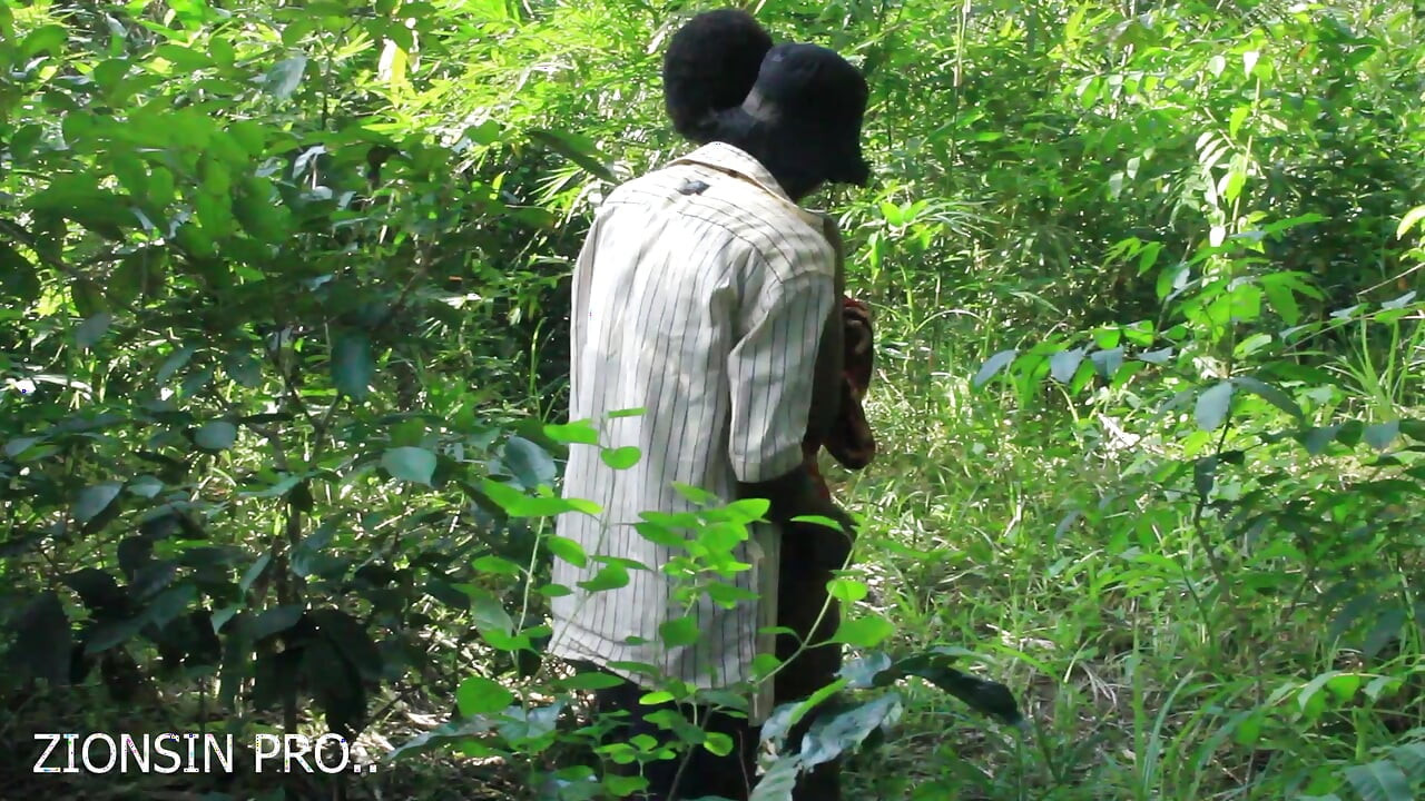 African girl in search of firewood in the bush got fuck by a bush man