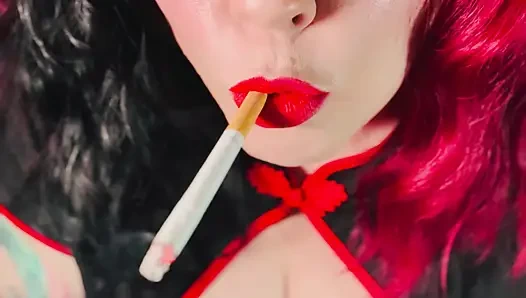 Miss Tina Snua Would Love To Smoke With You - Smoking A Cork cigarette With Match Light Up