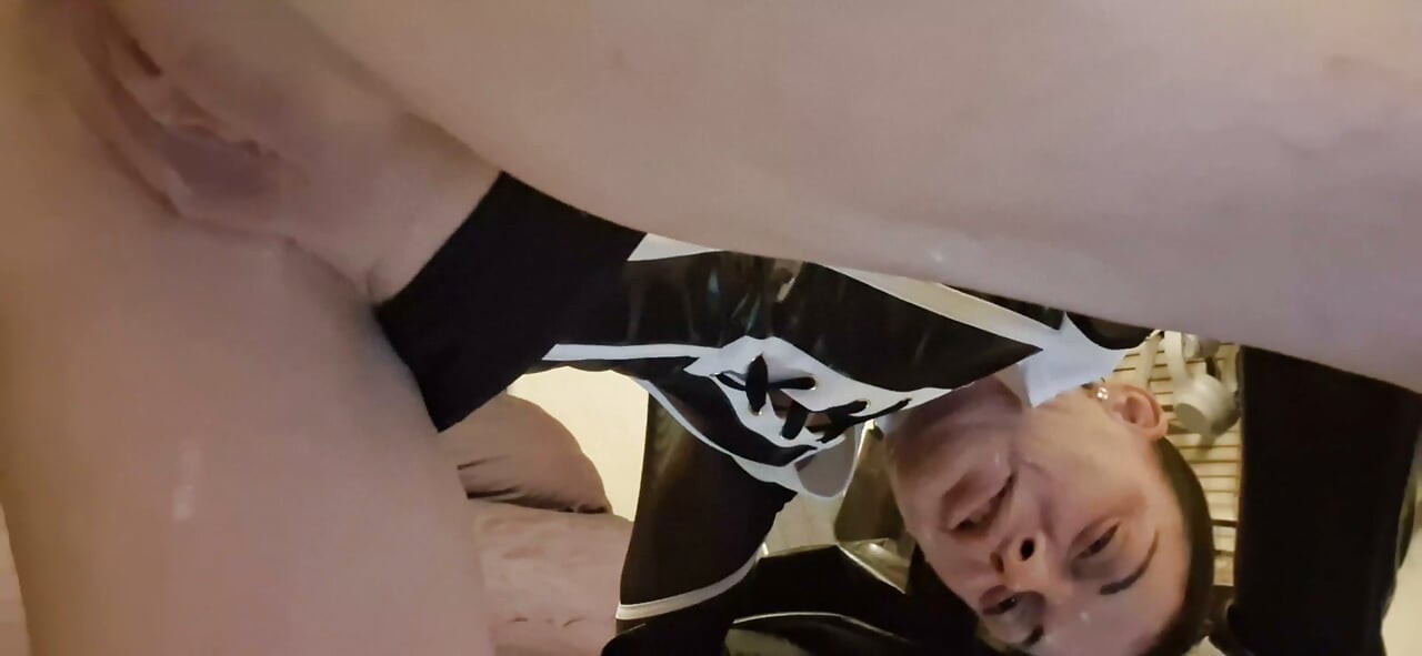 Slut dresses in early halloween custom and get fucked