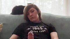 Femboy almost gets caught jerking off in the Living room