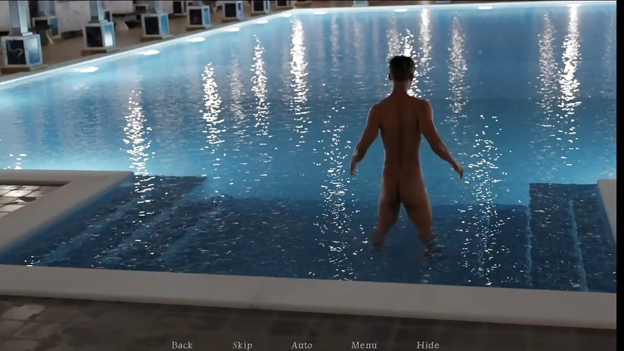 Fully naked dive in the men's arena pool.