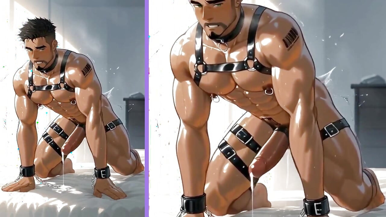 Schwuler Freund Intensiv Und Tief, Groß Eingeölter Analarsch. Zusammenstellung Hentai 3D-animation