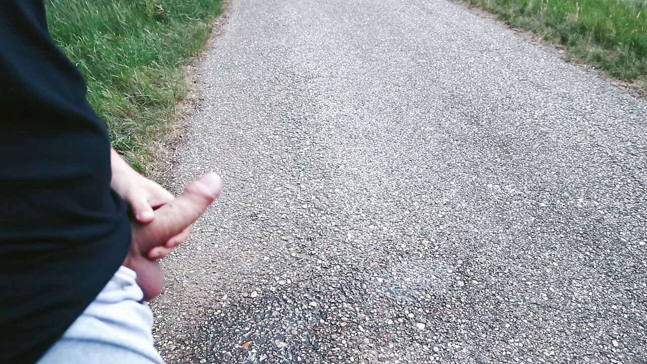 Pissing with a bare cock in nature