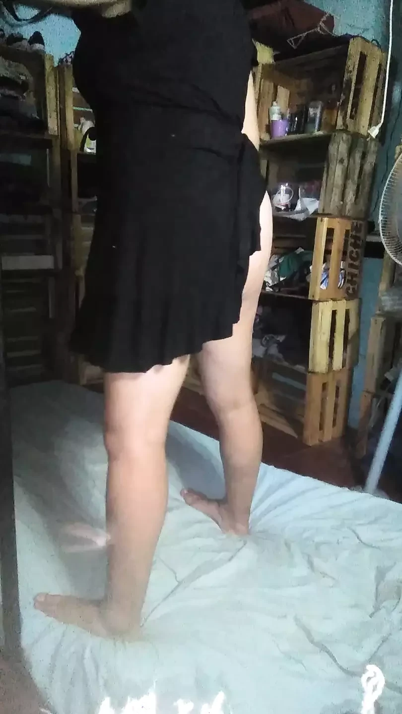 I pull up her black dress and touch her whole ass
