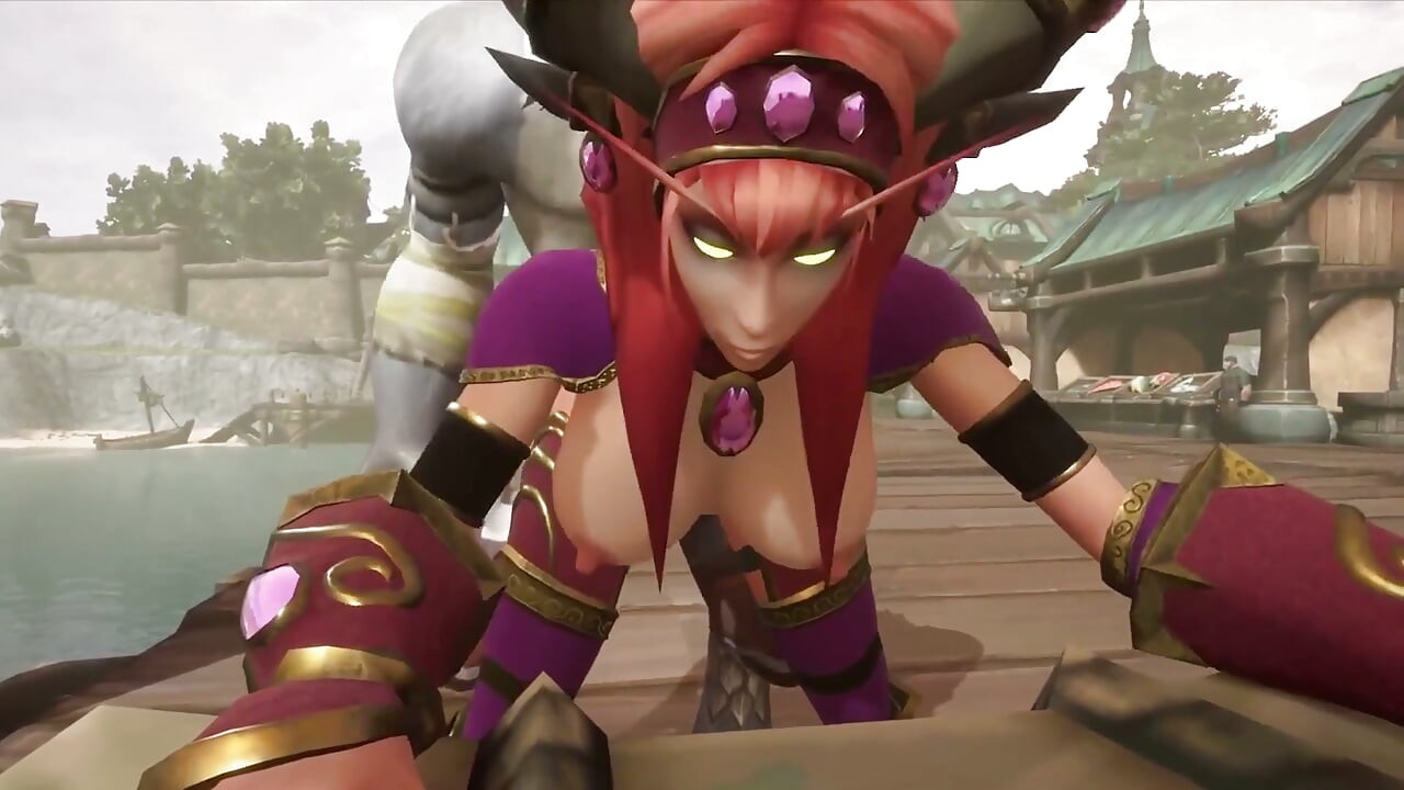 与红发精灵和狼人一起在港口的一天：魔兽模仿