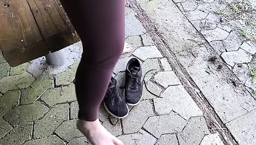 Labia torment on the picnic table