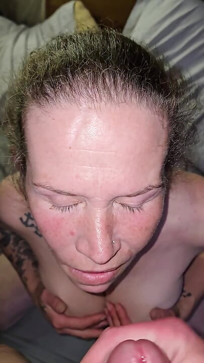 Brunette with big tits fucked and facial