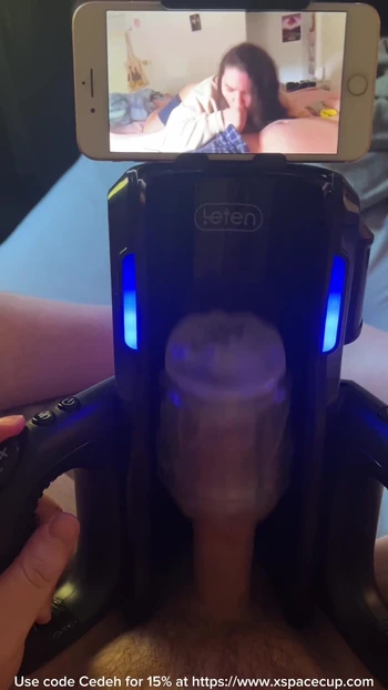 Emotional moment from "Auto Stroker Drains Premature Porn Addict"
