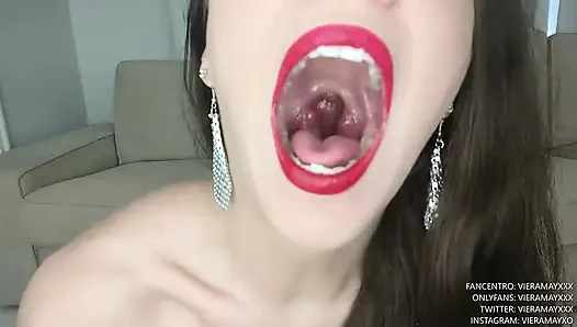 Sexy offene mund-und hals-fetisch-spaß