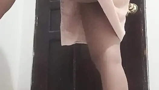 My aunty naked, changing clothes in her room.